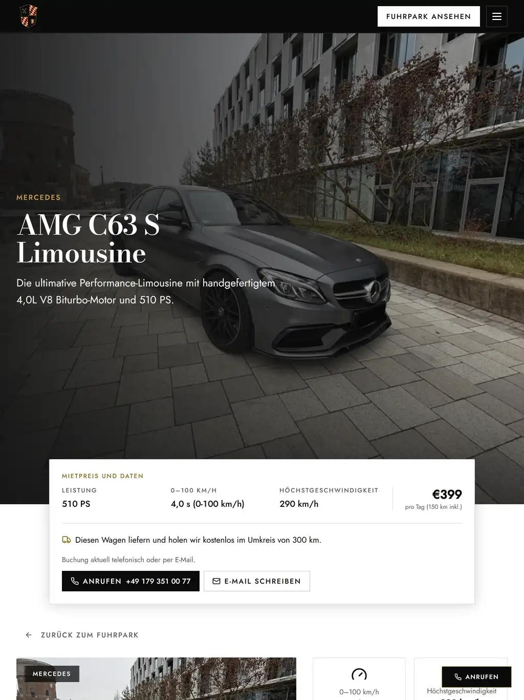 Fahrzeugseite von Goldenkey Sportcars auf dem Tablet